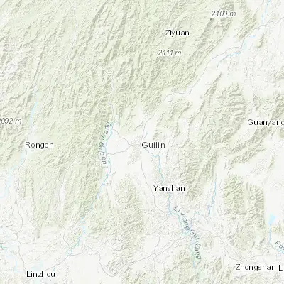 Map showing location of Guilin (25.280220, 110.296390)