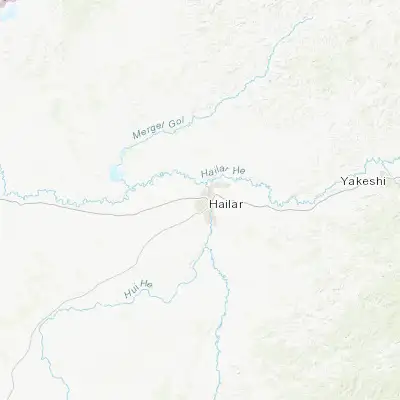 Map showing location of Hailar (49.200000, 119.700000)
