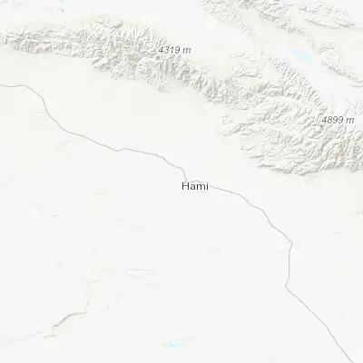 Map showing location of Hami (42.833930, 93.506010)