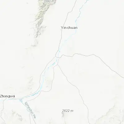 Map showing location of Haojiaqiao (38.016670, 106.283330)