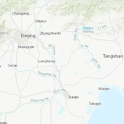 Map showing location of Hebeitun (39.574720, 117.113330)