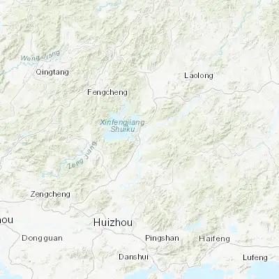 Map showing location of Heyuan (23.733330, 114.683330)