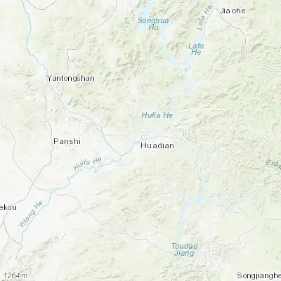 Map showing location of Huadian (42.963330, 126.747780)