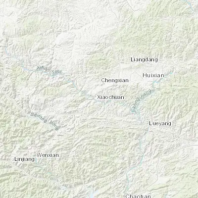 Map showing location of Huangchen (33.583120, 105.601590)