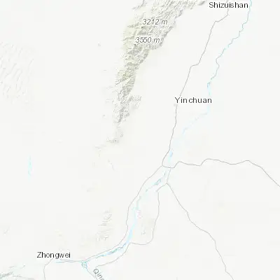 Map showing location of Huangyangtan (38.250000, 105.983330)