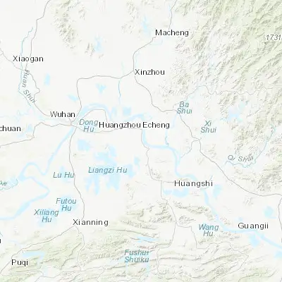 Map showing location of Huangzhou (30.450000, 114.800000)