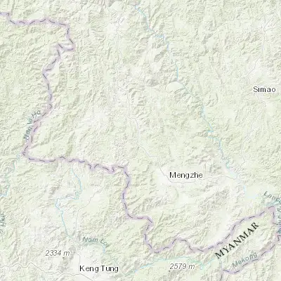 Map showing location of Huimin (22.261380, 100.082900)