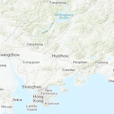 Map showing location of Huizhou (23.111470, 114.415230)