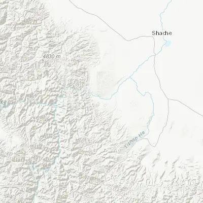 Map showing location of Huoshilafu (37.866420, 76.695790)