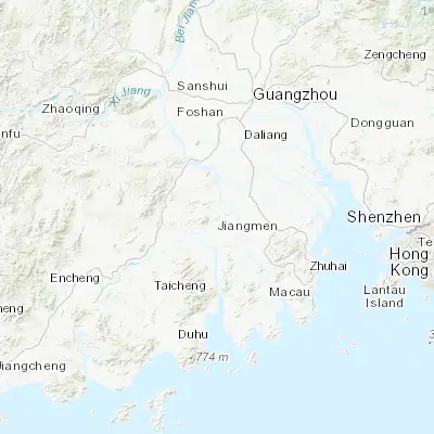 Map showing location of Jiangmen (22.583330, 113.083330)