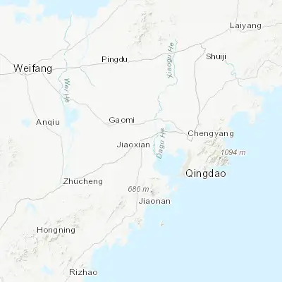 Map showing location of Jiaozhou (36.283890, 120.003330)