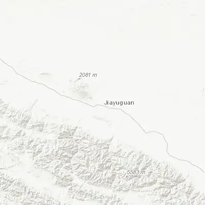 Map showing location of Jiayuguan (39.811210, 98.286180)