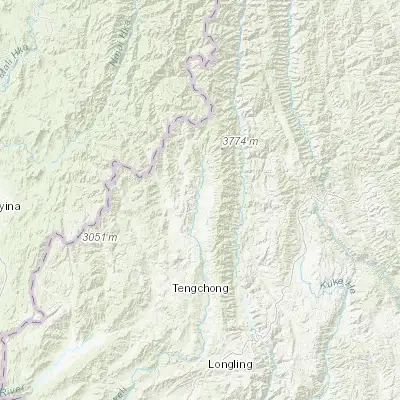 Map showing location of Jietou (25.427400, 98.653240)