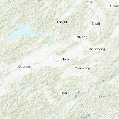 Map showing location of Jinhua (29.106780, 119.644210)