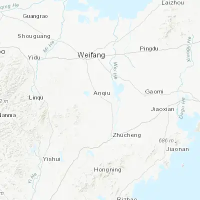 Map showing location of Jinzhongzi (36.334570, 119.258070)