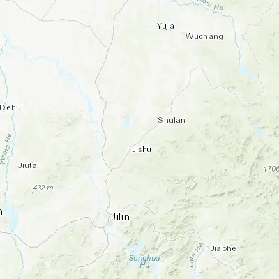Map showing location of Jishu (44.316670, 126.800000)
