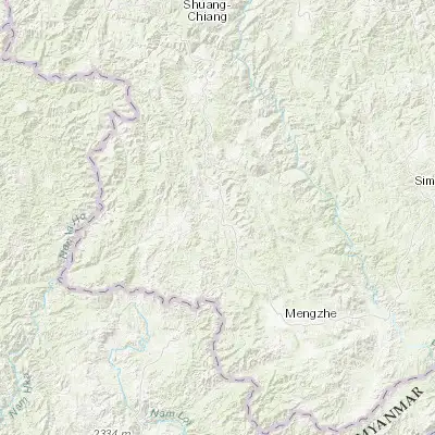 Map showing location of Jiujing (22.446810, 99.975210)