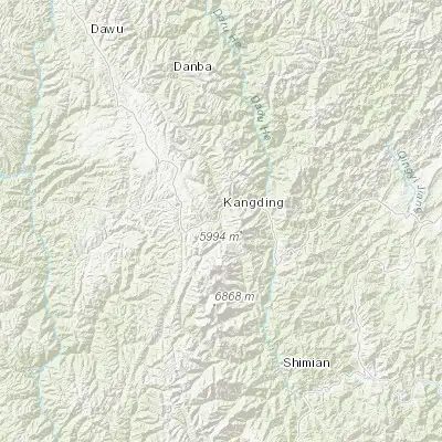 Map showing location of Kangding (30.002220, 101.956900)