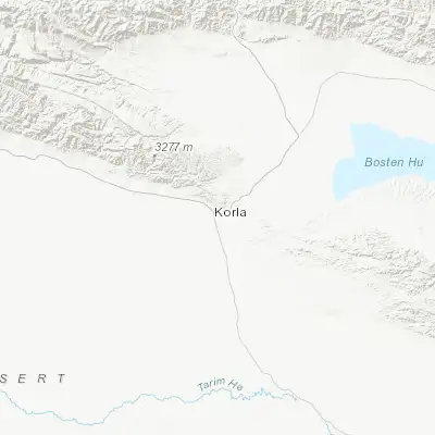 Map showing location of Korla (41.760550, 86.152310)