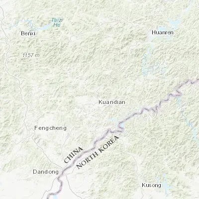 Map showing location of Kuandian (40.728610, 124.784720)