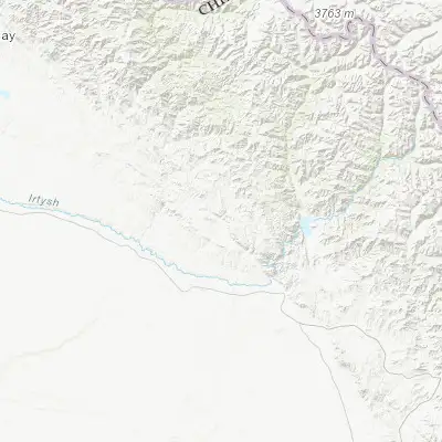 Map showing location of Kürti (47.200030, 89.305310)