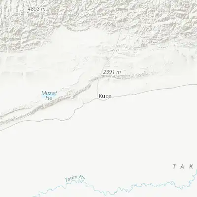 Map showing location of Kuqa (41.717070, 82.930640)