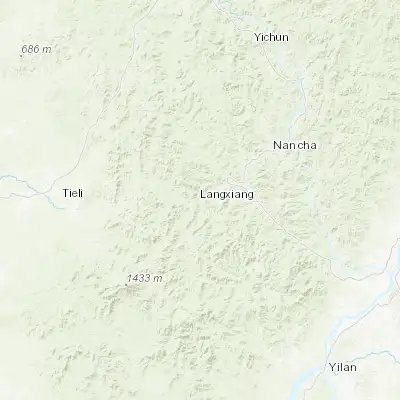 Map showing location of Langxiang (46.949850, 128.868490)