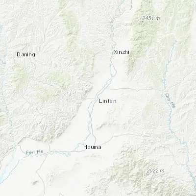 Map showing location of Linfen (36.088890, 111.518890)