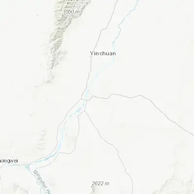 Map showing location of Lingwu (38.101910, 106.340170)