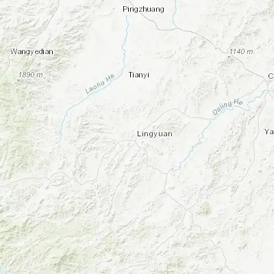 Map showing location of Lingyuan (41.240000, 119.401110)