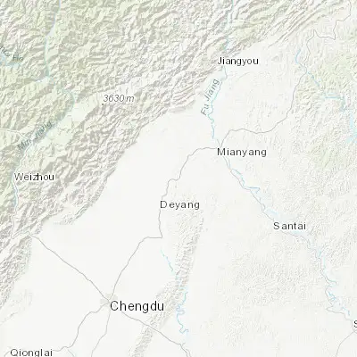 Map showing location of Luojiang (31.304970, 104.504840)
