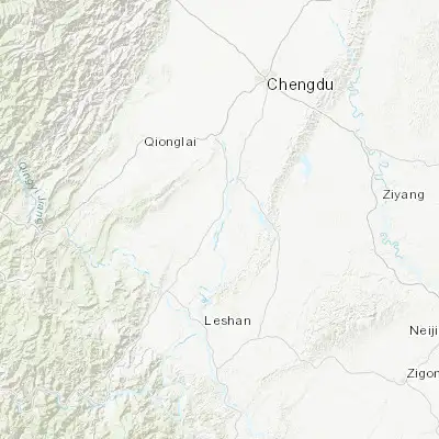 Map showing location of Meishan (30.043920, 103.836960)