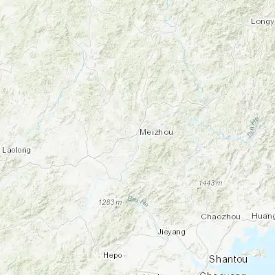 Map showing location of Meizhou (24.288590, 116.117680)