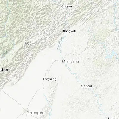 Map showing location of Mianyang (31.467840, 104.681680)