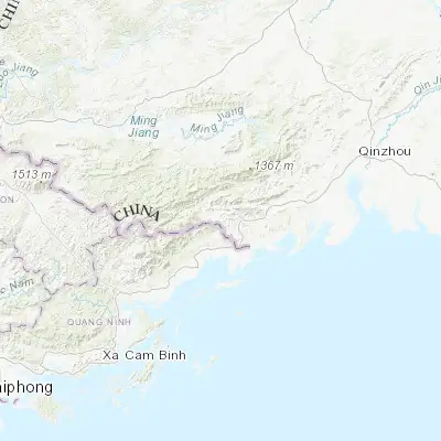 Map showing location of Naliang (21.666670, 107.866670)