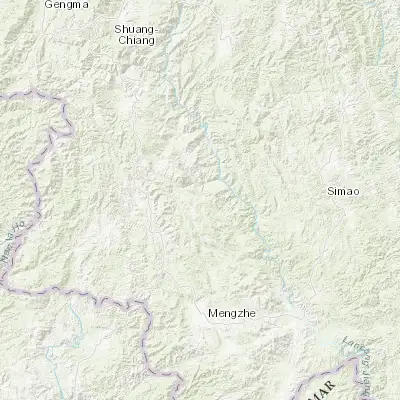 Map showing location of Nuozhadu (22.578170, 100.269250)
