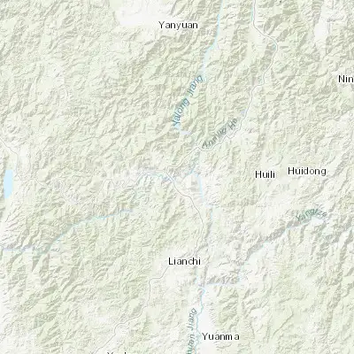Map showing location of Panzhihua (26.585090, 101.712760)