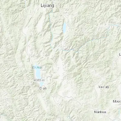Map showing location of Pianjiao (26.016670, 100.583330)
