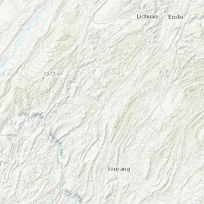 Map showing location of Qianjiang (29.532840, 108.774780)