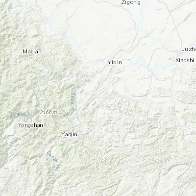 Map showing location of Qingfu (28.437010, 104.516220)