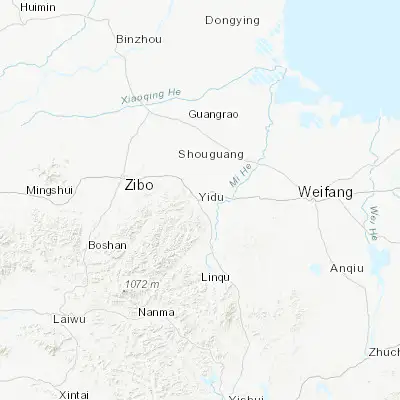 Map showing location of Qingzhou (36.696670, 118.479720)