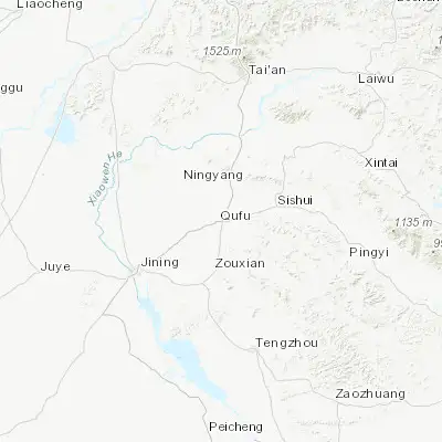 Map showing location of Qufu (35.596670, 116.991110)