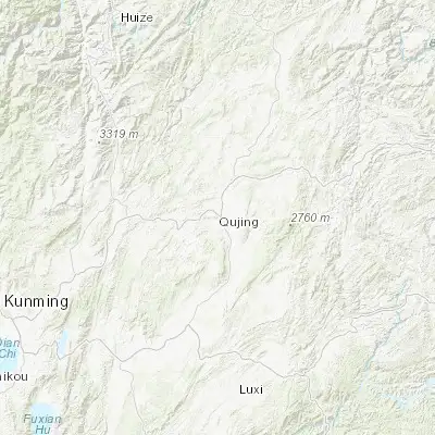 Map showing location of Qujing (25.483330, 103.783330)