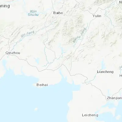 Map showing location of Quzhang (21.850030, 109.566980)