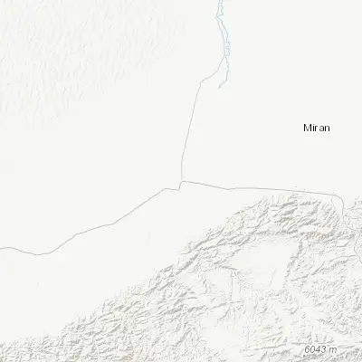 Map showing location of Ruoqiang (39.020030, 88.164650)