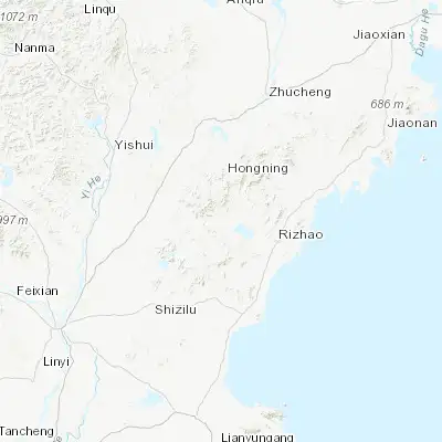 Map showing location of Sanzhuang (35.503330, 119.171670)