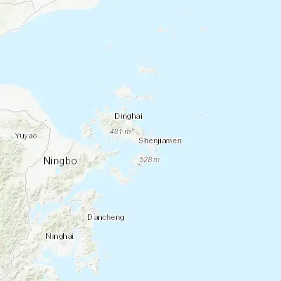 Map showing location of Shenjiamen (29.957630, 122.298020)