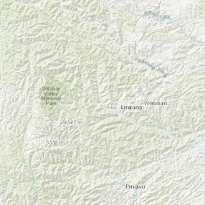 Map showing location of Shijiba (33.066940, 104.452820)
