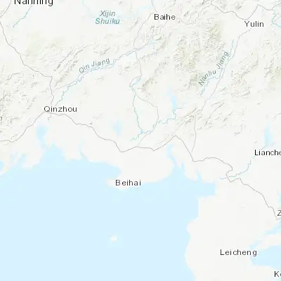 Map showing location of Shikang (21.766670, 109.316670)