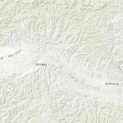 Map showing location of Shiquan (33.040830, 108.236390)